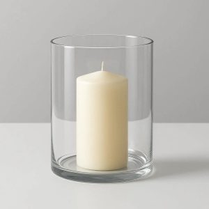 Clear Glass Hurricane Candle Holder For Indoor Pillar Candles And Modern Minimalist Table Display