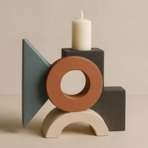 Abstract Geometric Ceramic Candle Holder For Creative Home Decor And Modern Art Inspired Interior