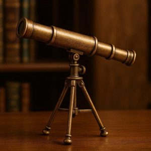 Vintage Miniature Brass Telescope Ornament For Traditional Study Room And Nautical Theme Bookshelf Decor
