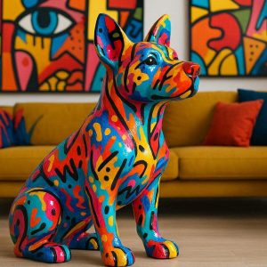 Abstract Colorful Graffiti Dog Sculpture For Pop Art Living Room Decor And Creative Modern Home Accent
