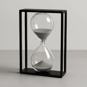 Modern Hourglass Sand Timer With Black Frame For Minimalist Desk Decor And Mindful Time Management